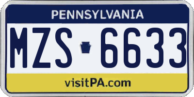 PA license plate MZS6633