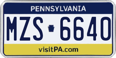 PA license plate MZS6640