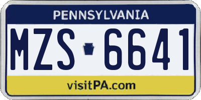 PA license plate MZS6641