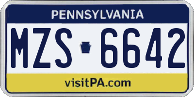 PA license plate MZS6642