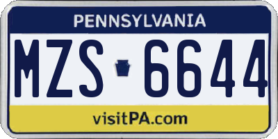 PA license plate MZS6644