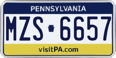 PA license plate MZS6657
