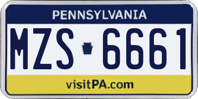 PA license plate MZS6661
