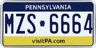 PA license plate MZS6664
