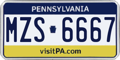PA license plate MZS6667