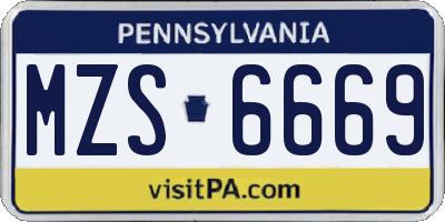 PA license plate MZS6669