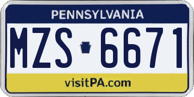 PA license plate MZS6671