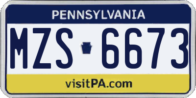 PA license plate MZS6673