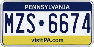 PA license plate MZS6674