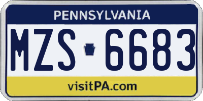 PA license plate MZS6683
