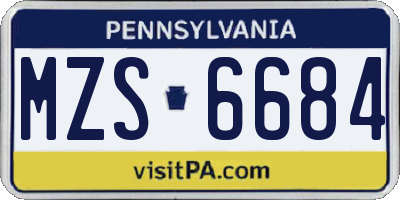 PA license plate MZS6684