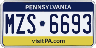 PA license plate MZS6693