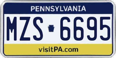 PA license plate MZS6695
