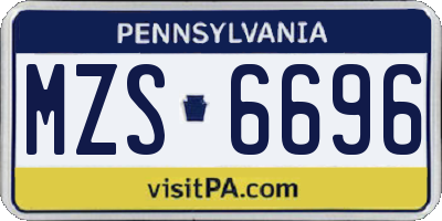 PA license plate MZS6696