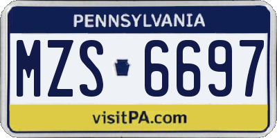 PA license plate MZS6697