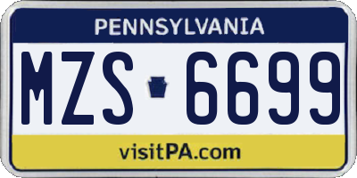 PA license plate MZS6699