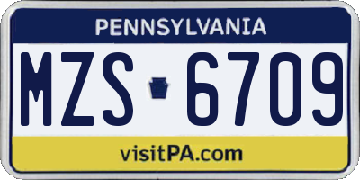 PA license plate MZS6709
