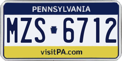 PA license plate MZS6712