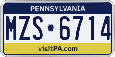 PA license plate MZS6714