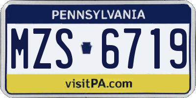 PA license plate MZS6719