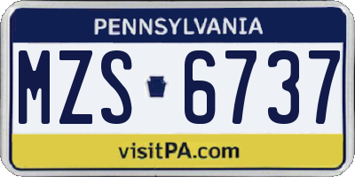 PA license plate MZS6737