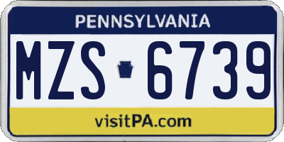 PA license plate MZS6739