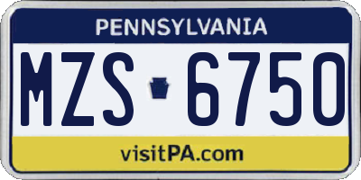 PA license plate MZS6750