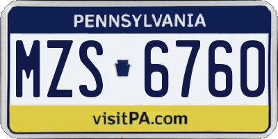 PA license plate MZS6760