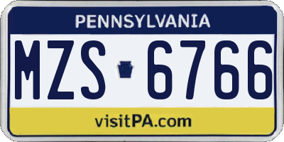 PA license plate MZS6766