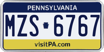PA license plate MZS6767