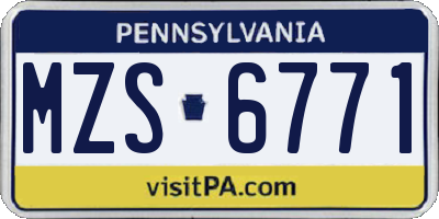 PA license plate MZS6771