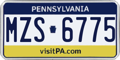 PA license plate MZS6775