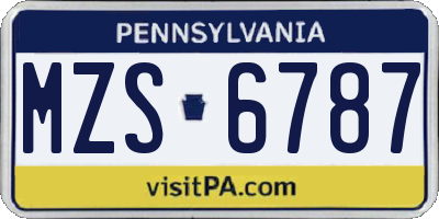 PA license plate MZS6787