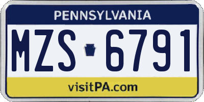 PA license plate MZS6791