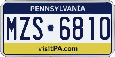 PA license plate MZS6810