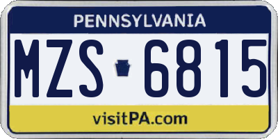PA license plate MZS6815