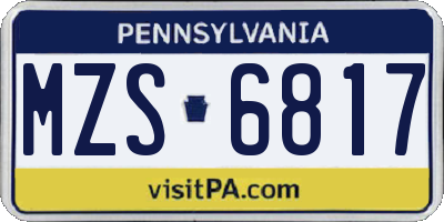 PA license plate MZS6817