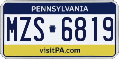 PA license plate MZS6819
