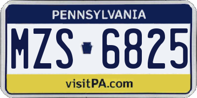 PA license plate MZS6825