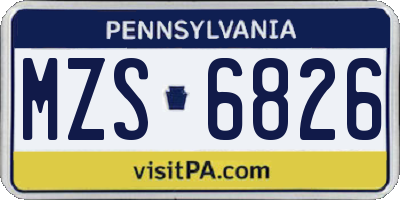 PA license plate MZS6826