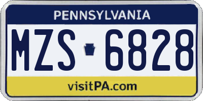 PA license plate MZS6828