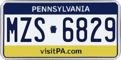PA license plate MZS6829