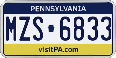 PA license plate MZS6833