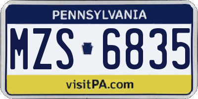PA license plate MZS6835
