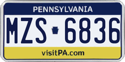 PA license plate MZS6836