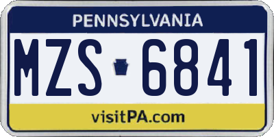 PA license plate MZS6841
