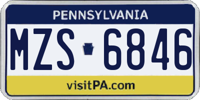 PA license plate MZS6846
