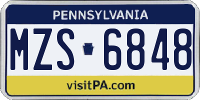 PA license plate MZS6848