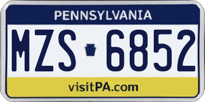 PA license plate MZS6852
