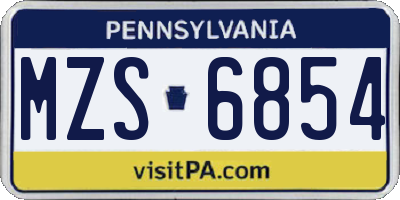 PA license plate MZS6854